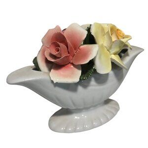 Thorley English Bone China Oval Three Floral Arrangement Staffordshier England